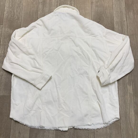 Womens Zara Corduroy Oversized Frayed Hem Button Down Shirt Jacket‎ Shacket - Picture 2 of 6